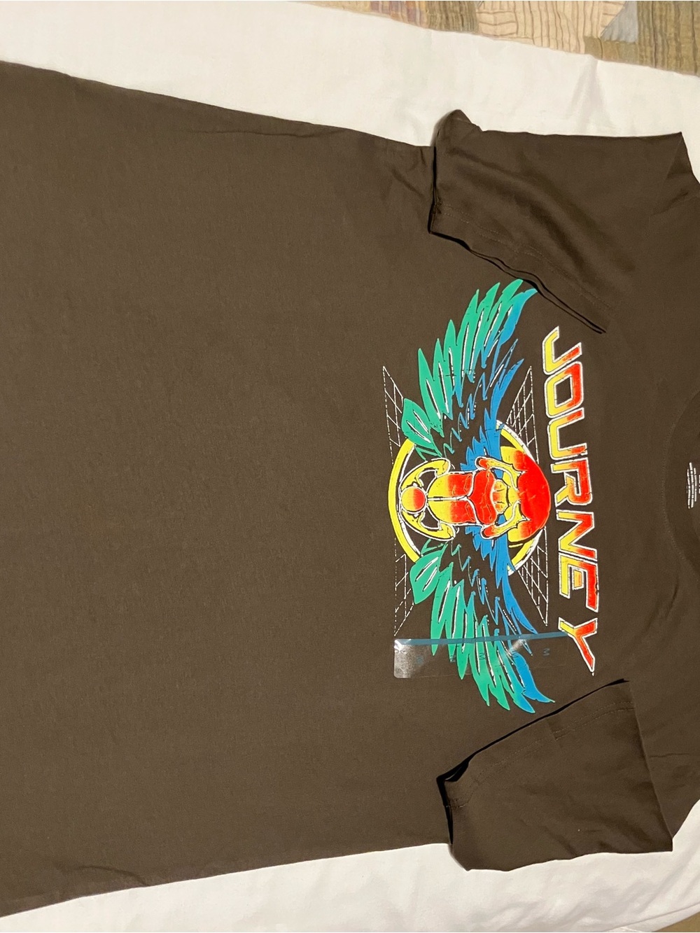 NWT Journey Classic Rock Band Tee Medium Brown Cassette Tape Graphic Shirt